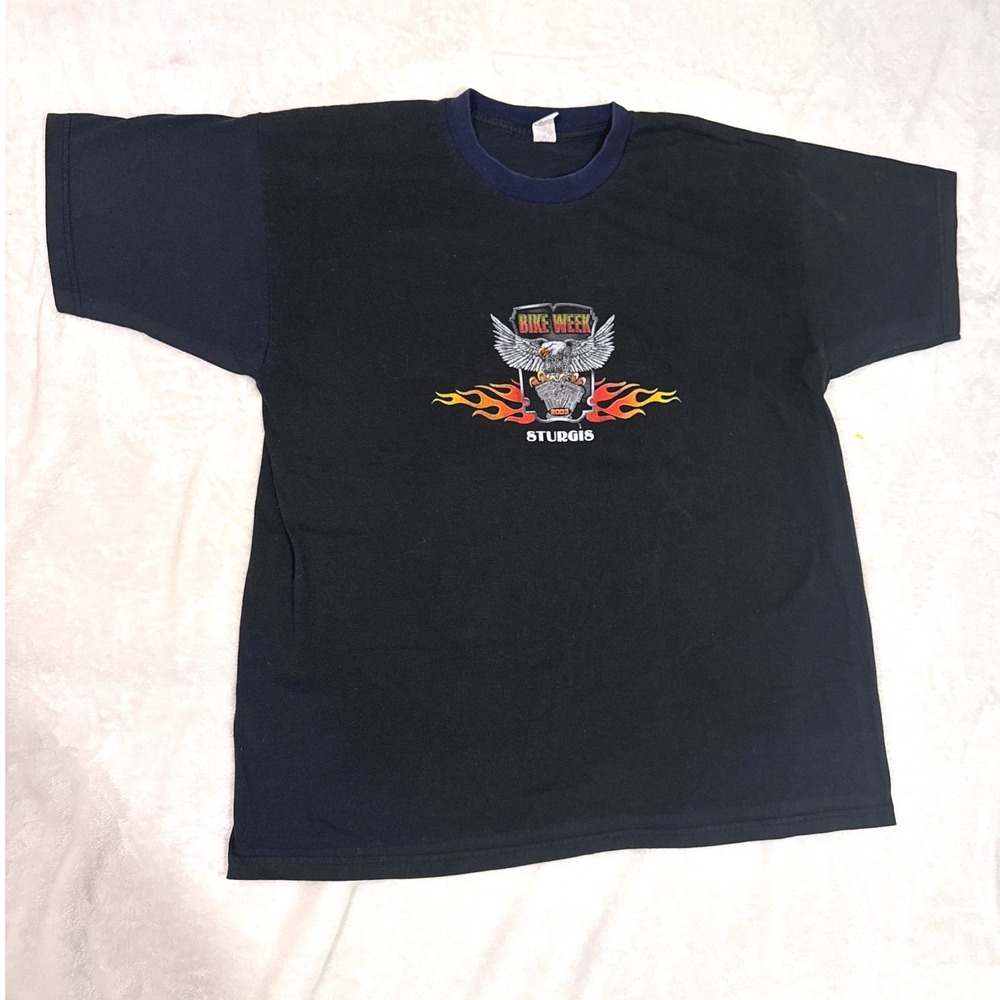 Vintage 2003 Sturgis Bike Rally Eagle Wolf Graphic Mens T-Shirt XL Black Motor - Picture 3 of 7